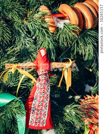 Rag Dolls on christmas tree on folk Slavic pagan Rag Dolls on christmas tree on folk Slavic pagan 38265157