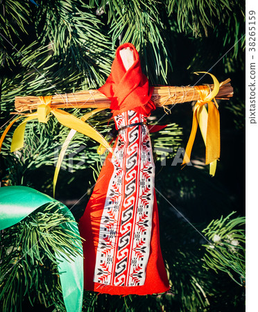 Rag Dolls on christmas tree on folk Slavic pagan Rag Dolls on christmas tree on folk Slavic pagan 38265159