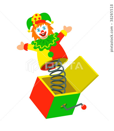 Jester in a box toy vector cartoon illustration 38265518