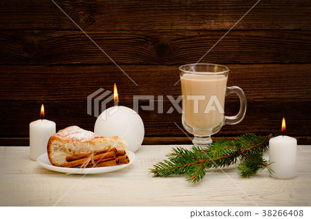 New Year`s mood, apple pie, cappuccino New Year`s mood, apple pie, cappuccino 38266408