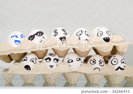 Two tray with eggs on the refrigerator shelf 38266455