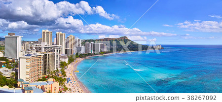 Landscape of Waikiki Beach (Panorama) 38267092