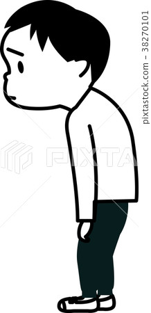Monochrome illustration of a child with bad posture 38270101