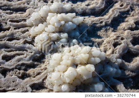 Closeup of Dead sea crystal salt in Israel 38270744
