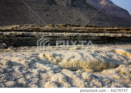 Closeup of Dead sea crystal salt in Israel Closeup of Dead sea crystal salt in Israel 38270747