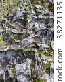 NAtural stone walls with cracks filled with grass 38271135