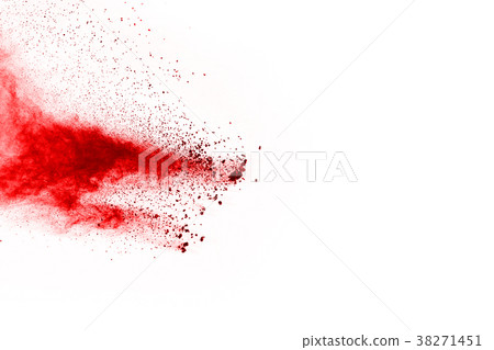 red powder splatted on white background. 38271451