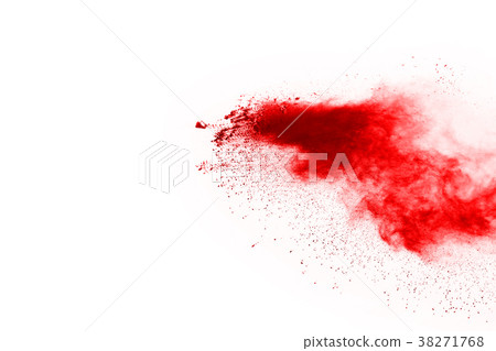 red powder splatted on white background. 38271768