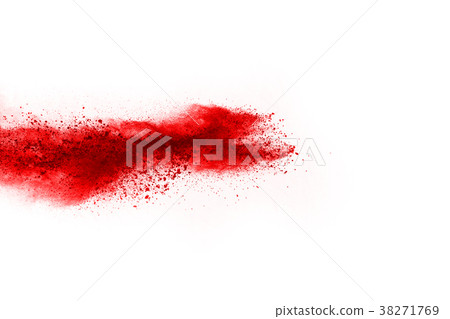 red powder splatted on white background. 38271769