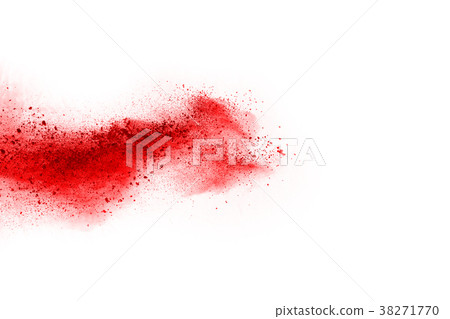 red powder splatted on white background. 38271770