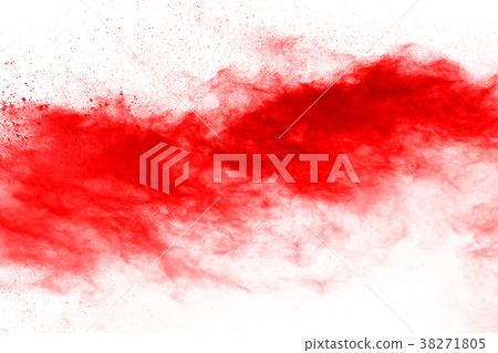 red powder splatted on white background. 38271805
