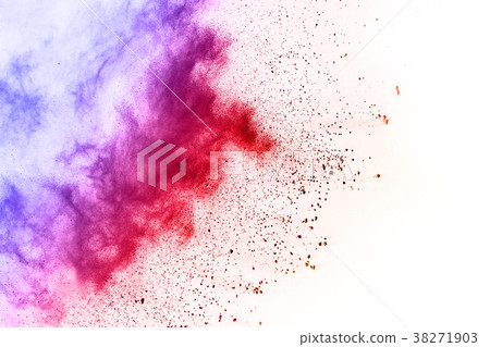 Colorful powder explosion on white background. 38271903