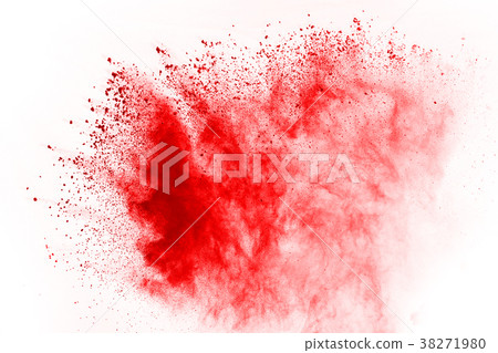 Red powder splatted on white background. 38271980