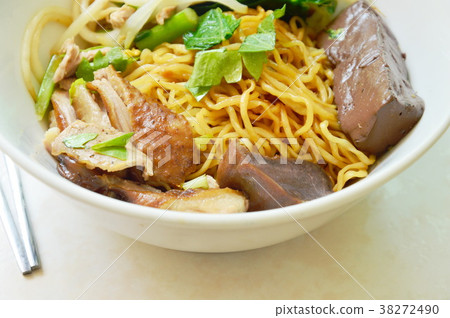 dry Chinese egg noodle with duck meat dry Chinese egg noodle with duck meat 38272490