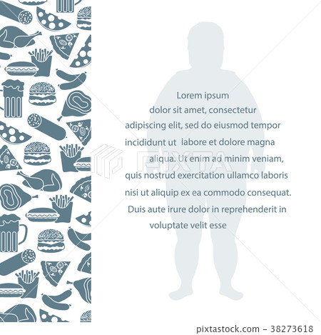 Fat man with unhealthy lifestyle symbols 38273618