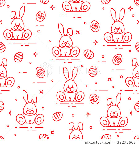 Pattern with Easter rabbits, decorated eggs Pattern with Easter rabbits, decorated eggs 38273663