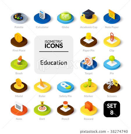 Color icons set in flat isometric illustration - Stock Illustration ...