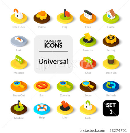 Color icons set in flat isometric illustration 38274791