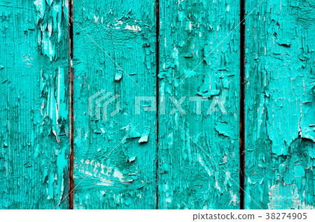 Old boards with cracked cyan paint. Textured Old boards with cracked cyan paint. Textured 38274905