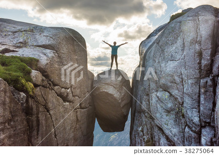 Woman on Kjeragbolten Travel in Norway 38275064