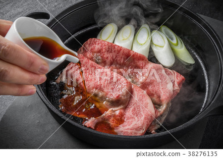 Sukiyaki with Japanese beef Tasty sukiyaki Japanese cuisine 38276135