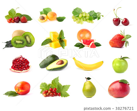 Collection of fresh fruits isolated on white 38276721