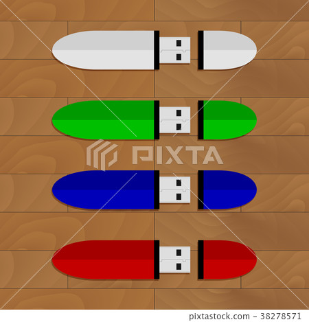 Flash drive set collection on table 38278571