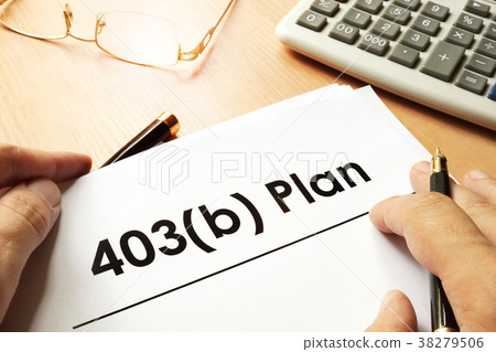 Document with sign 403b plan. Retirement concept. 38279506