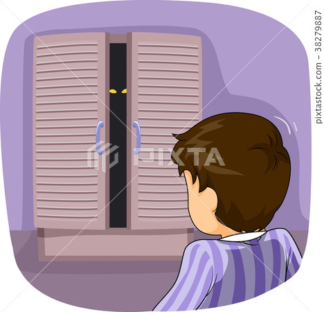 Kid Boy Monster Closet Illustration