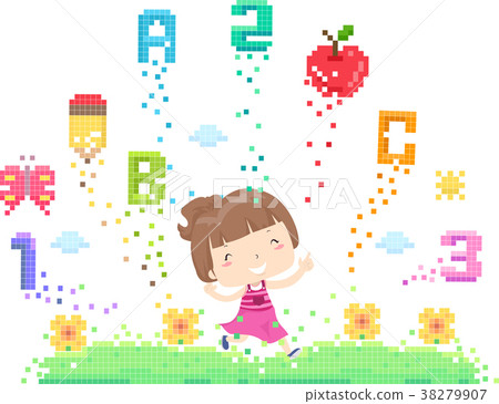 Kid Girl Nature Education Pixels Illustration 38279907
