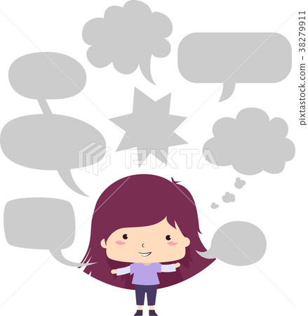 Kid Girl Speech Bubbles Illustration Kid Girl Speech Bubbles Illustration 38279911