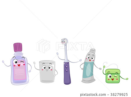 Dental Care Objects Mascots Illustration 38279925
