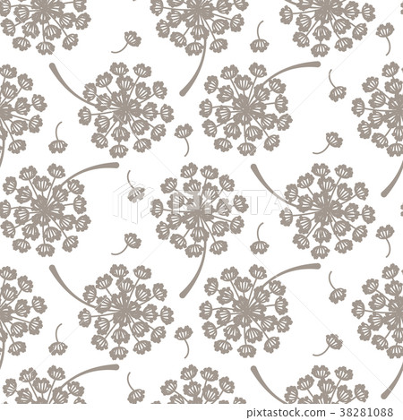 Flying dandelion grey seamless vector pattern. 38281088