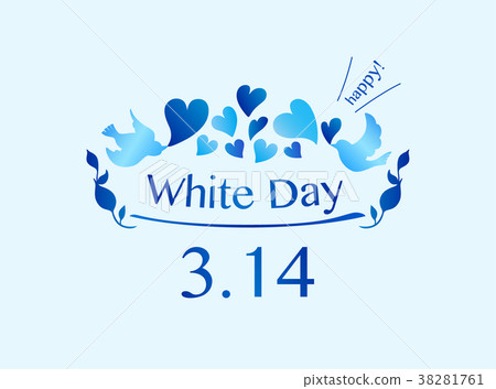 白色情人節鳥和心卡材料 38281761