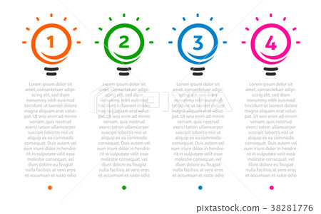Business presentation, table with 4 lightbulbs Business presentation, table with 4 lightbulbs 38281776