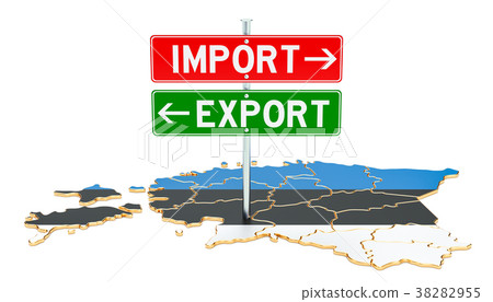 Import and export in Estonia concept, 3D rendering Import and export in Estonia concept, 3D rendering 38282955
