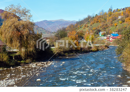 Autumn Carpathian mountain river (Ukraine). Autumn Carpathian mountain river (Ukraine). 38283247