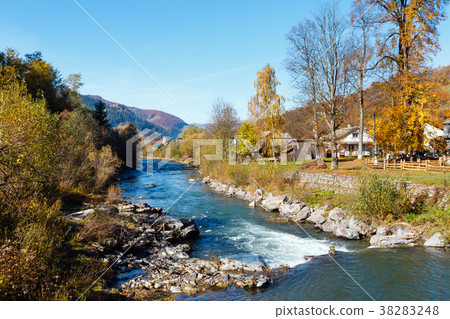 Autumn Carpathian mountain river (Ukraine). Autumn Carpathian mountain river (Ukraine). 38283248
