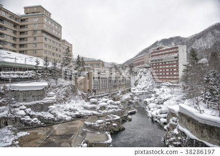 Jozankei hot spring town in winter 38286197