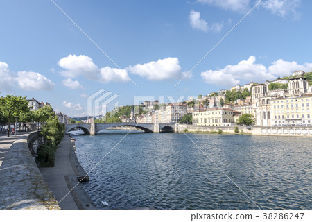 Streets of Lyon seen from the Saone River 38286247