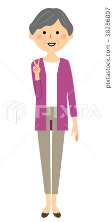 Senior lady grandma V sign piece Senior lady grandma V sign piece 38286807