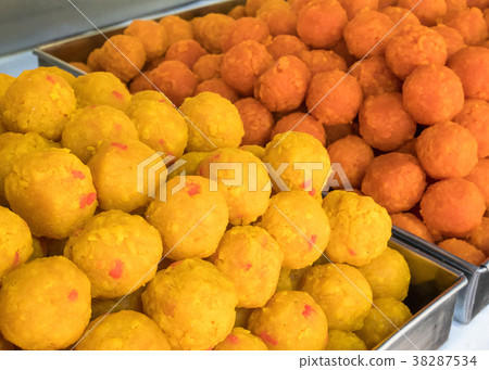 Famous Indian snack called Motichoor Ladoo Famous Indian snack called Motichoor Ladoo 38287534