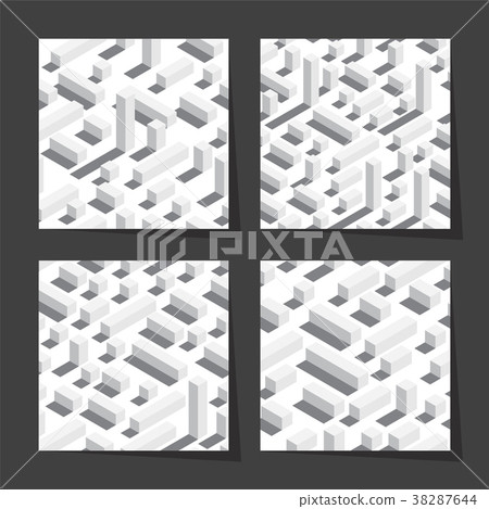 Vector seamless patterns set with isometric block - Stock Illustration ...