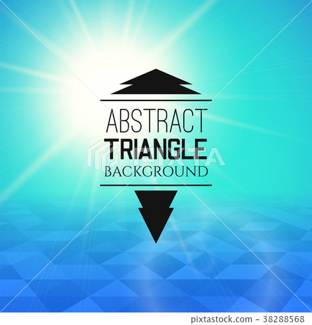 Abstract cyan sunset with blue triangle field Abstract cyan sunset with blue triangle field 38288568