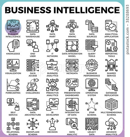 Business intelligence(BI) concept icons 38288693