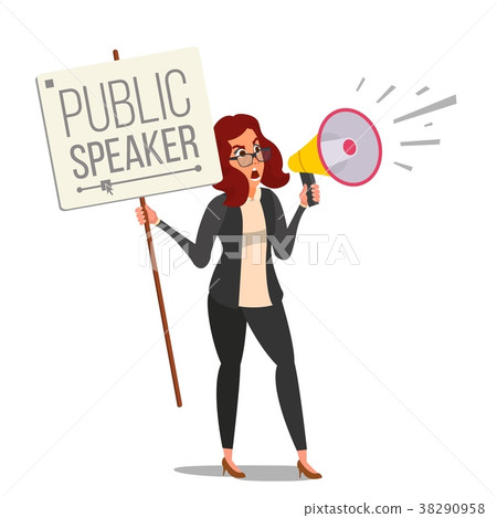 Woman Shouting Through Megaphone Vector. 38290958