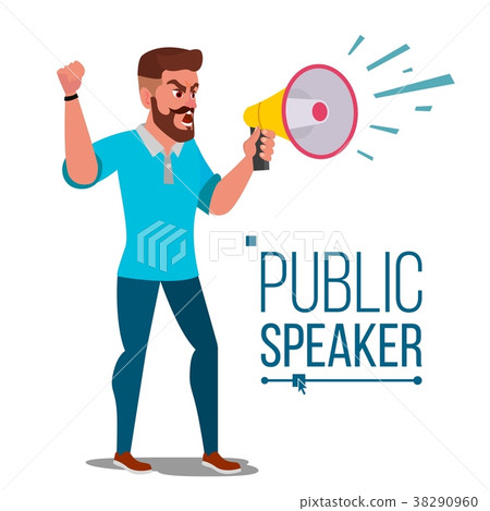 Man Shouting Through Megaphone Vector.  38290960