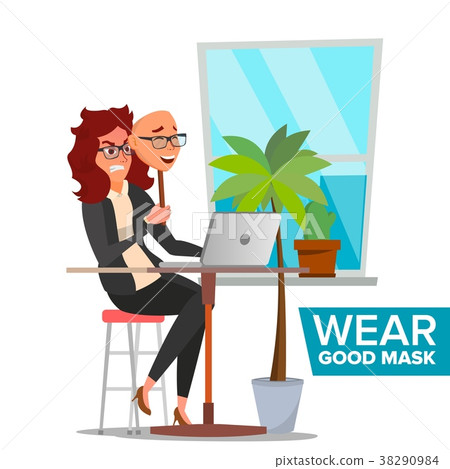Fake Person Vector. Bad, Tired Woman.  38290984