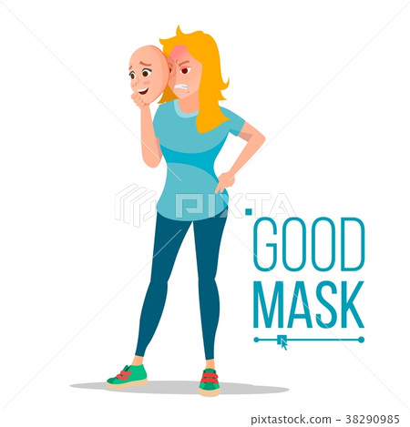 Angry Woman Wear Good Mask Vector.  38290985