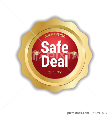 Safe Deal Sticker Golden Medal Icon Badge Isolated 38291807